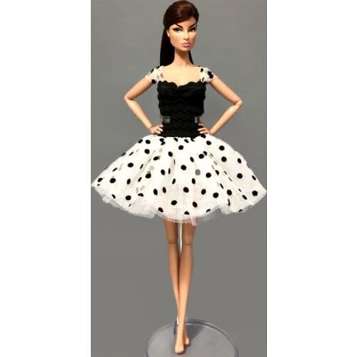 Black White Polka Tutu Dress For Barbie Dolls Outfits Party Dresses Clothes For Barbie Dollhouse 1/6 Dolls Accessories Kids Toy