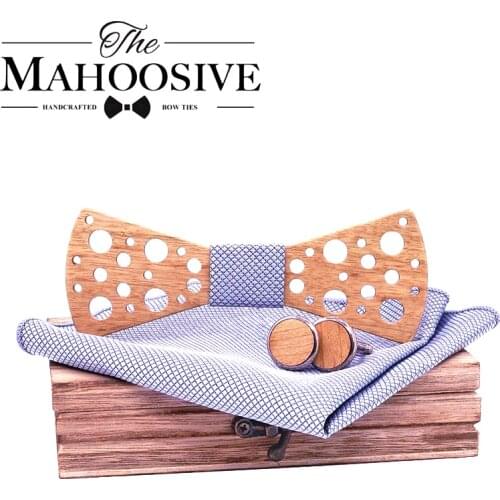 Wooden bow ties for men gravata cravate homme gifts for men bowtie pocket square tie set cravate noeud papillon bois