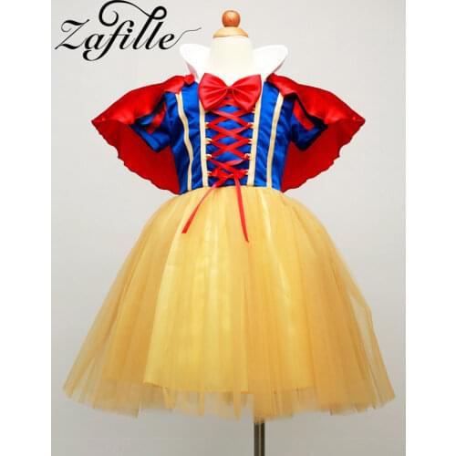 ZAFILLE 1-9Y Girls Party Dress Snow White School Show Cosplay Costumes Kids Clothes Girls Lace Up Princess Dress For Children
