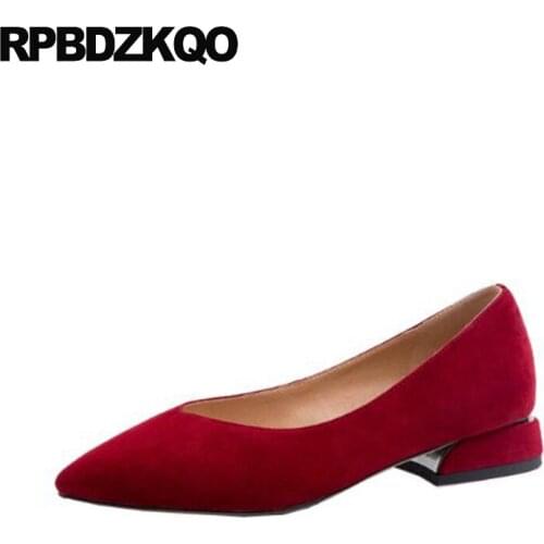 Designer shoes china women brand chinese genuine leather large size grey slip on pointed toe 2019 low heel ladies red suede 10