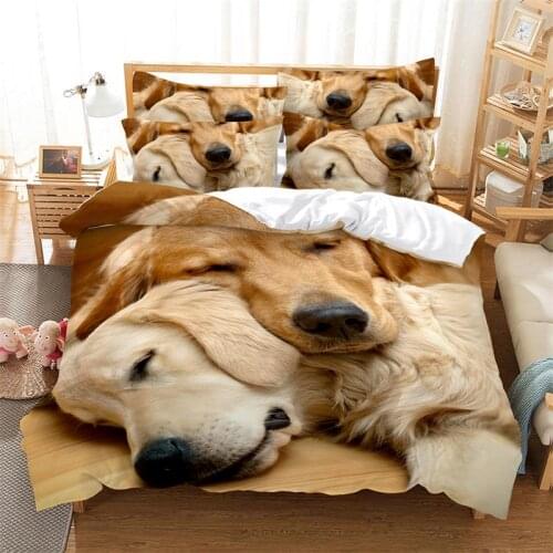 Golden Dog Duvet Cover Set 3d Digital Printing Bed Linen Fashion Design Comforter Cover Bedding Sets Bed Set
