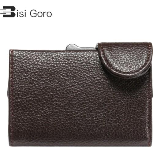 BISI GORO Business ID Card Case 2021 Metal RFID Credit Card Holder Men Automatic RFID Card Wallet Aluminium Bank Card Wallets