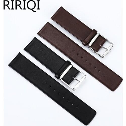 Watchband Leather Black Dark brown Watch Band 16mm 18mm 20mm 22mm 24mm Replacement Strap Polished Pin Buckle