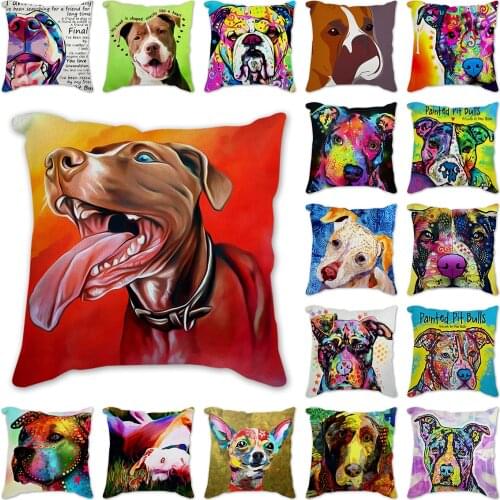 Colorful dog linen/cotton throw pillow cushion cover home decorative pillow covers Pugs Boston Terrier Chihuahuas Jack Russell