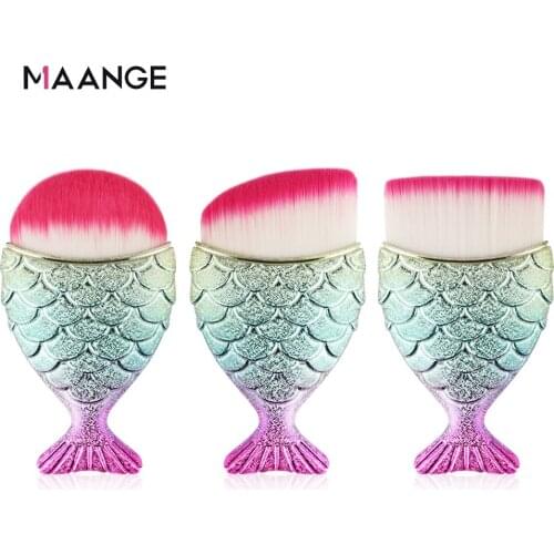 MAANGE 3 Pc A Set MakeUp Powder Brushes Fish Shapes Foundation Bronzer Sculpting Highlighter Eyebrow Set Beauty Brush Tool Kit