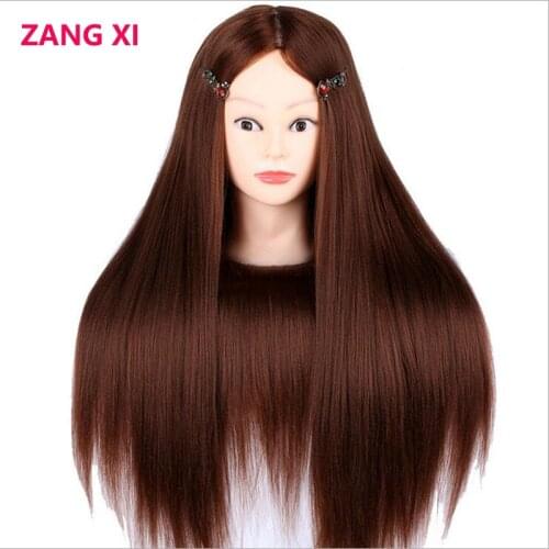 26" Thick Dark Brown Hair Maniqui Head For Braid Hairdressing Cosmetology 100% High Temperature Fiber Hair Mannequins Head