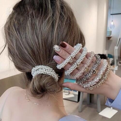 MueRaa Pearls Korean Style Fashion Women Girls Scrunchies Elastic Hairband Woman Hair Accessories Hair Gum Headwear Ornament
