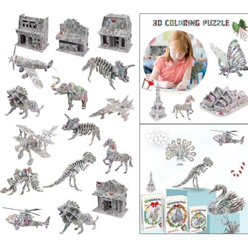 3D Coloring Puzzle Set Creativity Xmas DIY Gift for Boys Girls 3D Airplane Kids Adults Fun Educational Family Kit Boys Girls