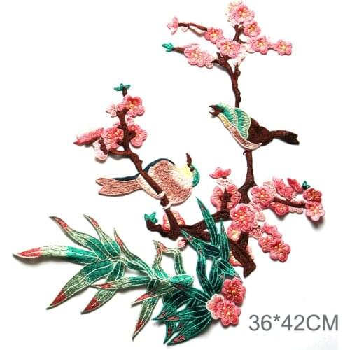 Folk large flower embroidered Patches for Clothing Sew on Embroidery parches ropa for dresses Water soluable flower appliques