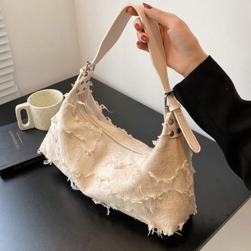 2021 New Casual All-match Messenger Bag High Quality Canvas Bag Fashion Lady Niche Design Personality One-shoulder Armpit Bag