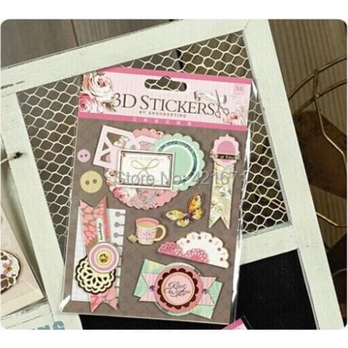 New Arrivals Fashion Dazzling 2sets/lot Colorful Blessings label 3D Decorating Stickers Set DIY Photo Album Scrapbooking Kit