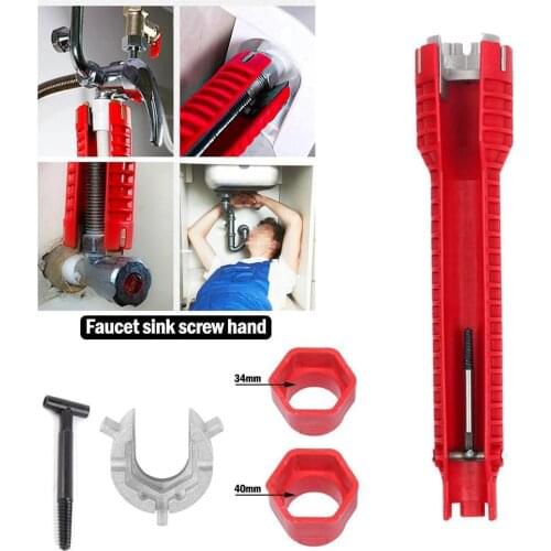 8 In 1 Flume Wrench Sink Faucet Plumbing Pipe Wrench Anti-slip Kitchen Repair Plumbing Tool Multifunction Bathroom Wrenches Set