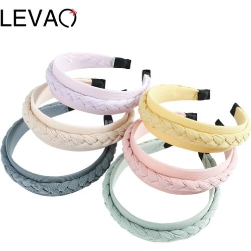 LEVAO Fabric Braid Headband Solid Colors Hairbands Bezel Turban Ladies Elegant Girls Hair Accessories Women Hair Band Head Hoop