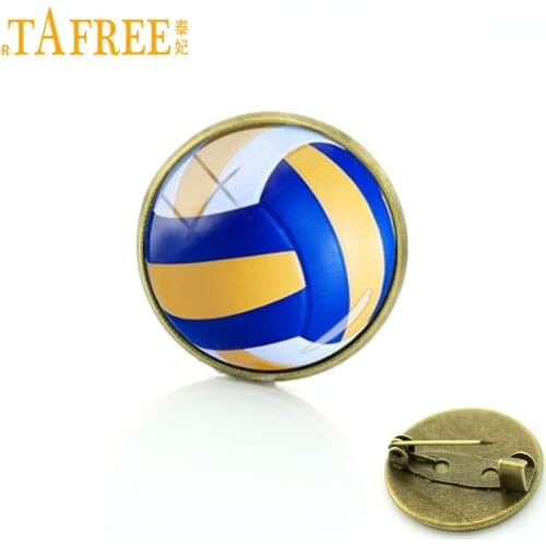 TAFREE Best Deals Ever beach volleyball picture badge pin Exquisite women mens Sports volleyball art brooches pins jewelry T255