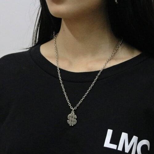 Hip Hop Music Festival Dollar sign Rabbit Head Necklace Punk Pendant Necklaces for Men women