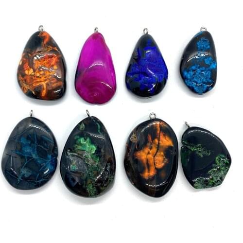 Natural Stone Colored Irregular Shape Pendant Agate Pendant DIY Handmade Necklace Fashion Bracelet Earring Accessories 30-50 Mm