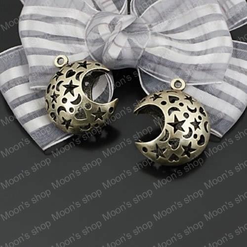 Wholesale 25*25mm Antique Bronze Moon Alloy Hollow Charms Pendants Diy Jewelry Findings Accessories 6 pieces (JM1225)