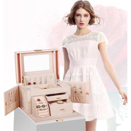 Luxury PU Leather Jewelry Storage Organizer Jewelry Container Box Big Jewelry Boxes Necklace Holder Basket