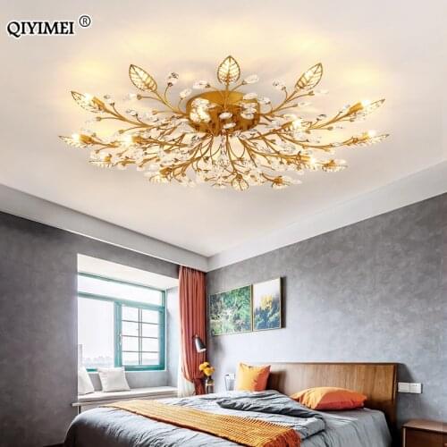 Modern LED Chandelier Lights For Living Dining Study Room Bedroom Luminaire Iron Crystal Black Or Gold Body Lamps Home Lighting
