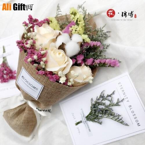 Postage Dried Flowers, Real Flowers All Over The Sky, Kapok Flowers, Forget-me-not Rose Soap Bouquet Gift Box Birthday Present