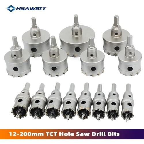 12-200mm TCT Hole Saw Drill Bits Alloy Carbide Cobalt Steel Hole Opener Metal Cutting For Stainless Steel Alloy Metal Drilling