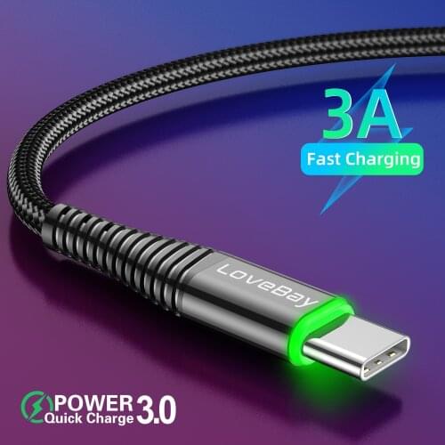 Lovebay 3A Micro USB Cable 0.5m/1m/2m Data Sync Fast Charging Wire For Samsung Huawei Xiaomi Note Tablet Android USB Phone Cable