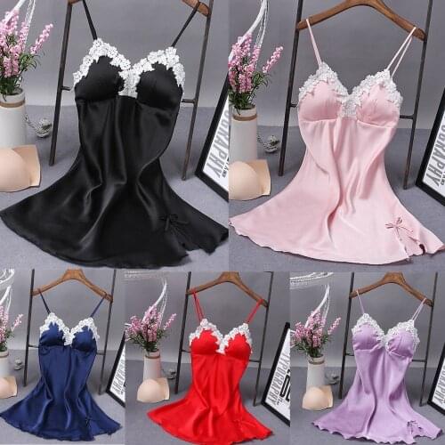 Female Night Home Cloth Dress Summer Women Sleepwear Silk Nighty Nightdress Sexy Lingerie Nightgown Lady Off Shoulder Nightwear