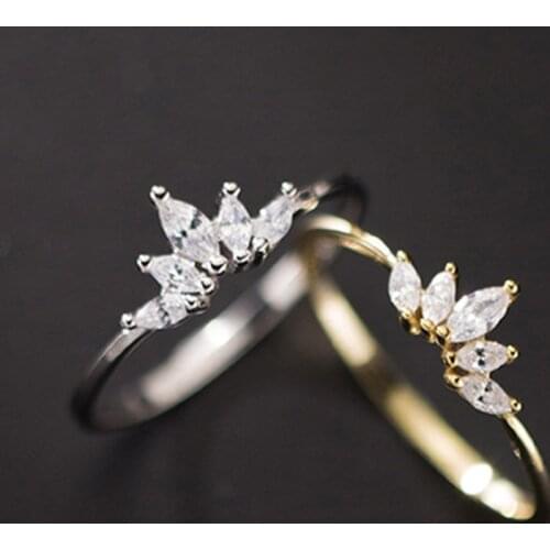 Fashion 925 Sterling Silver Crystal Crown Rings Jewelry Charms CZ Zircon Ring for Women Engagement Wedding Ring Gift