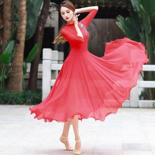 Classical Dance Performance Dress Female Fairy White/Red Cheongsam Oriental Dance Clothes For Women Belly Dance Outfits DQL5045