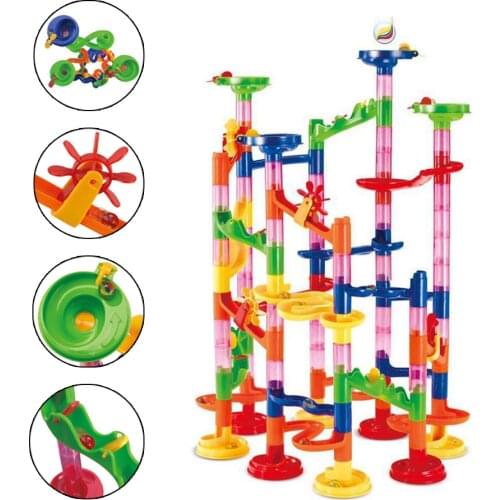 105PCS DIY Construction Marble Race Run Maze Ball Building Blocks Ball Circuit Toys 3 Years Educational Child Pipe Game For Kids