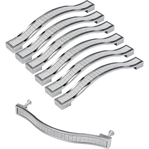 16Pcs Crystal Furniture Handle Bar Grip Handle Kitchen Cabinet Drawer Door Handles Silver - 6Pcs 96Mm & 10Pcs 128Mm