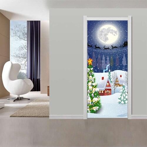 3D creative Christmas door stickers wall stickers self-adhesive waterproof removable