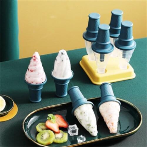 4 Cell Ice Cream Molds Chocolate Molds Ice Cube Tray Food Grade Reusable Ice Cream Maker DIY Homemade Freezer Ice Lolly Mould