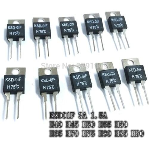 5PCS KSD01F H40 Normally Open Temperature Switch NO Thermal Fuse TO-220 IC H45 H50 H60 65 Degree 70C Automatic Reduction Closure