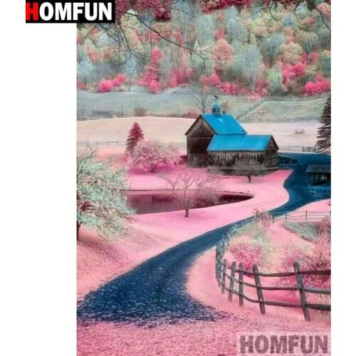 HOMFUN Full Square/Round Drill 5D DIY Diamond Painting "House landscape" 3D Diamond Embroidery Cross Stitch Home Decor A19218