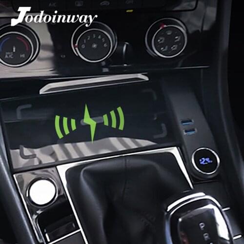 Car wireless charger storage box for Volkswagen Jetta Mk7 2020 2021 fast charge organizer for huawei P30 qi charging case