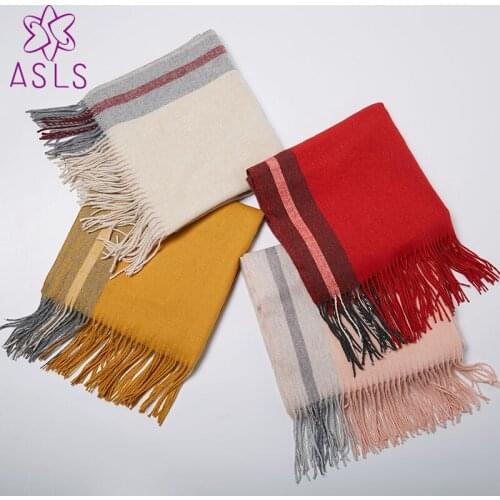 Elegant Double-sided Warmth Cashmere Ladies Mulit-color Patchwork Scarf Shawl Womens Basic Scarves Drop Party Outdoor Decor Hot