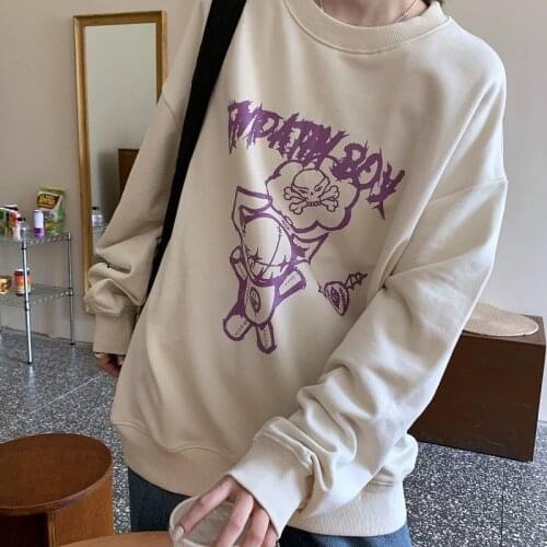 Retro Graphic Print Hoodie Women Loose Streetwear Sweatshirt 2021 New Harajuku American Retro Oversized Pullover Casual Mujer