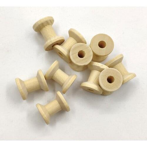 100pcs wholesale 16*14mm Natural color Wooden Bobine Classic style DIY tool wood roll Spool 1732