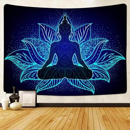 2021 Yoga Sitting Lotus Tapestry Hippie Wall Tapestry Bohemian Style Deep Thinking Tapestry Mandala Bedroom Decoration Tapestry