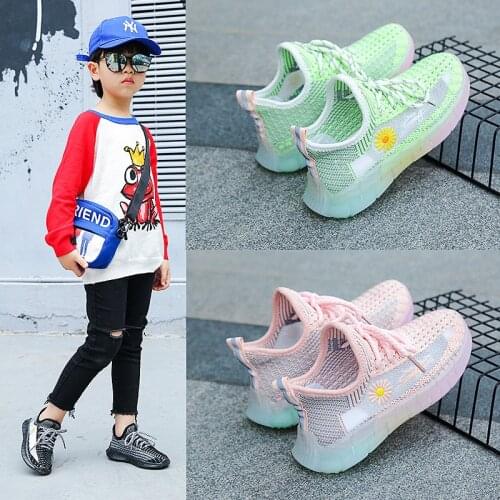 Girls Rainbow Bottom Sneakers Size 26-37 Boys Fashion Breathable Net Running Shoes Kids Sports Shoes Children Anti-Slippery