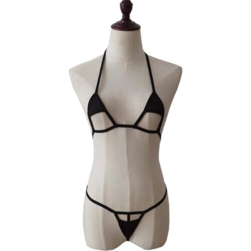 Micro bikini 2019 Sexy Sling Solid color triangle Hollow Lotion Thong Open back swimwear women swimsuit biquini bikinis monokini