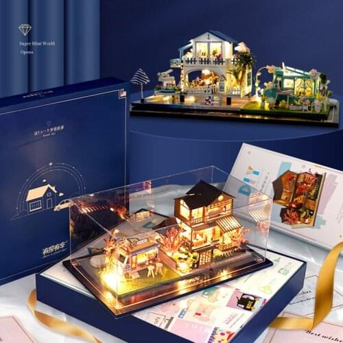 Diy Dollhouse Miniature Building Kit Wooden Little House Doll Furniture Roombox Villa Model Assembly Toys For Children Xmas Gift