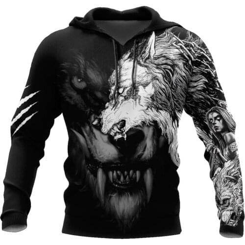Dark Wolf Tattoo 3D All Over Printed Fashion Hoodies Men Sweatshirt Unisex Zip Pullover Casual Jacket Tracksuit W022