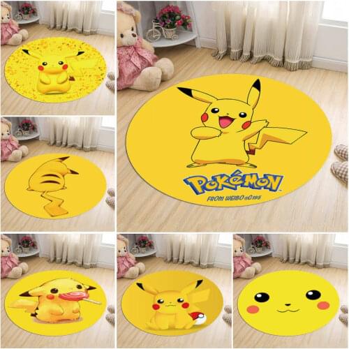 Cartoon Pokemon Pikachu Pikachu Round Childrens Non-slip Cartoon Printing Mat Japanese Cartoon Carpet