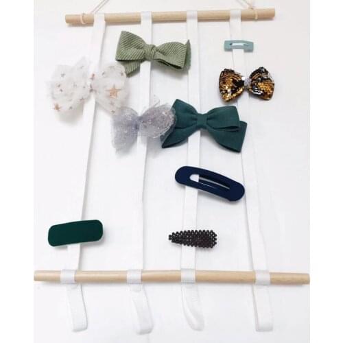 Hair Bows Clip Wall Holder Wooden Hairpin Hanging Rack Barrette Hairband Storage Rack Nordic Hair Clips Organizer Photo Props