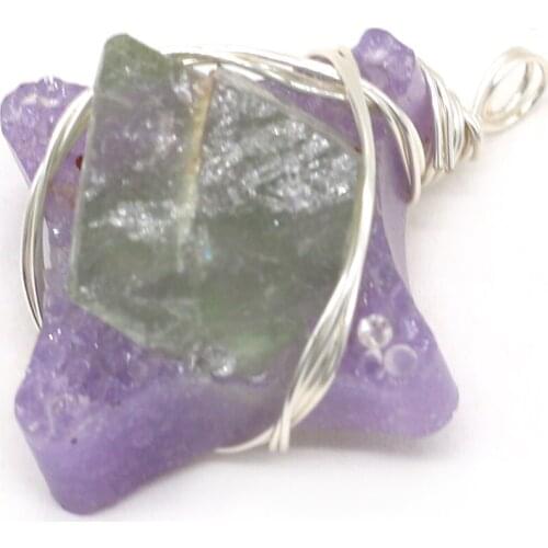 Natural Gem Irregular Purple Crystal Bud Around Pendant Handmade Craft DIY Necklace Sweater Chain Jewelry Accessories Making