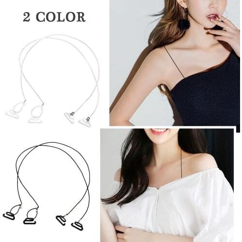 Invisible Underwear Shoulder Strap Transparent Double Shoulder Bra Strap with Wide Buckle Non-slip Silicone Strong Thin Strap