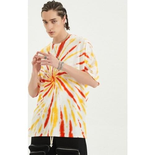 New fashion summer Mens plus size tie dyed cotton tshirts high street T-shirt