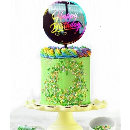 New Colorful Happy Birthday Cake Topper Gold Glitter Acrylic Birthday Cupcake Toppers for Birthday Party Cake Decoration gifts